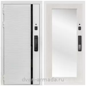 Входные двери в Подольске, Умная входная смарт-дверь Армада Каскад WHITE МДФ 10 мм Kaadas K9 / МДФ 16 мм ФЛЗ-Пастораль, Дуб белёный