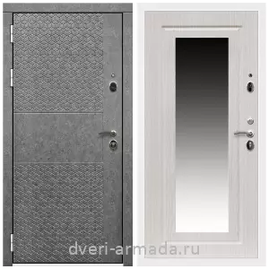 Входные двери с зеркалом МДФ, Дверь входная Армада Престиж Белая шагрень МДФ 16 мм Штукатурка графит ФЛС - 502 / ФЛЗ-120 Дуб беленый