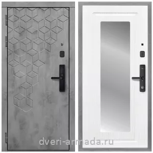 Входные двери с зеркалом и теплоизоляцией, Дверь входная Армада Квадро МДФ 16 мм Kaadas S500 / МДФ 16 мм ФЛЗ-120 Ясень белый