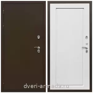 Коричневые входные двери, Металлическая коричневая дверь входная уличная в дом Армада Термо Молоток коричневый/ МДФ 16 мм ФЛ-119 Ясень белый