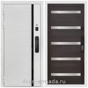 Входные двери в Подольске, Умная входная смарт-дверь Армада Каскад WHITE МДФ 10 мм Kaadas K9 / МДФ 16 мм СБ-14 Эковенге стекло белое