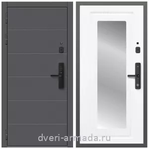 Входные двери с зеркалом МДФ, Дверь входная Армада Роуд МДФ 10 мм Kaadas S500 / МДФ 16 мм ФЛЗ-120 Ясень белый