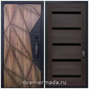 Входные двери в Подольске, Умная входная смарт-дверь Армада Ламбо МДФ 10 мм Kaadas K9 / МДФ 16 мм СБ-14 Эковенге стекло черное