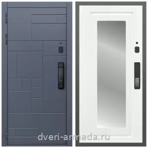 Входные двери с зеркалом и теплоизоляцией, Умная входная смарт-дверь Армада Аккорд Kaadas K9 / МДФ 16 мм ФЛЗ-120 Ясень белый