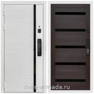 Входные двери в Подольске, Умная входная смарт-дверь Армада Каскад WHITE МДФ 10 мм Kaadas K9 / МДФ 16 мм СБ-14 Эковенге стекло черное