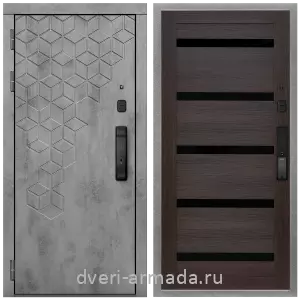 Входные двери в Подольске, Дверь входная Армада Квадро МДФ 16 мм Kaadas K9 / МДФ 16 мм СБ-14 Эковенге стекло черное