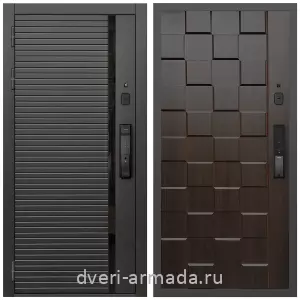 Входные двери в Подольске, Умная входная смарт-дверь Армада Каскад BLACK МДФ 10 мм Kaadas K9 / МДФ 16 мм ОЛ-39 Эковенге