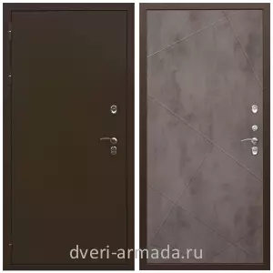 Коричневые входные двери, Металлическая коричневая дверь входная утепленная в частный дом Армада Термо Молоток коричневый/ МДФ 10 мм ФЛ-291 Бетон темный морозостойкая
