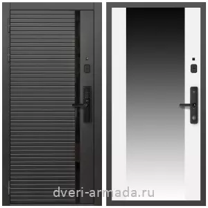 Входные двери с зеркалом и теплоизоляцией, Умная входная смарт-дверь Армада Каскад BLACK Kaadas S500 / МДФ 16 мм СБ-16 Белый матовый