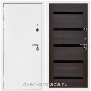 Дверь входная Армада Оптима Белая шагрень / СБ-14 Эковенге стекло черное