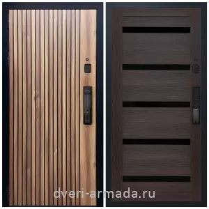 Входные двери в Подольске, Умная входная смарт-дверь Армада Вектор МДФ 10 мм Kaadas K9 / МДФ 16 мм СБ-14 Эковенге стекло черное