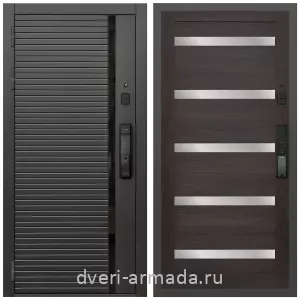 Входные двери в Подольске, Умная входная смарт-дверь Армада Каскад BLACK МДФ 10 мм Kaadas K9 / МДФ 16 мм СБ-14 Эковенге стекло белое