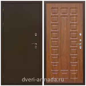 Коричневые входные двери, Металлическая коричневая дверь входная теплая уличная для загородного дома Армада Термо Молоток коричневый/ МДФ 16 мм ФЛ-183 Мореная береза