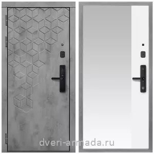Входные двери с зеркалом и теплоизоляцией, Дверь входная Армада Квадро МДФ 16 мм Kaadas S500 / МДФ 16 мм ФЛЗ Панорама-1 Белый матовый