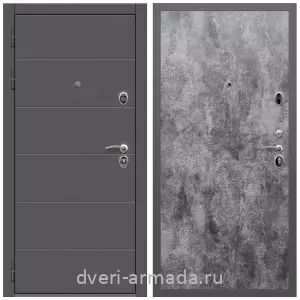 МДФ гладкая, Дверь входная Армада Роуд МДФ 10 мм / МДФ 6 мм ПЭ Цемент темный