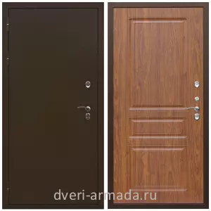 Коричневые входные двери, Металлическая коричневая дверь входная стальная утепленная в квартиру Армада Термо Молоток коричневый/ МДФ 16 мм ФЛ-243 Морёная берёза от производителя на этаж