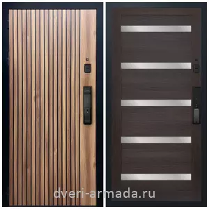 Входные двери в Подольске, Умная входная смарт-дверь Армада Вектор МДФ 10 мм Kaadas K9 / МДФ 16 мм СБ-14 Эковенге стекло белое