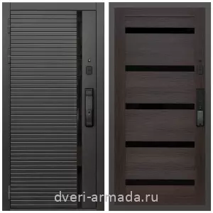 Входные двери в Подольске, Умная входная смарт-дверь Армада Каскад BLACK МДФ 10 мм Kaadas K9 / МДФ 16 мм СБ-14 Эковенге стекло черное
