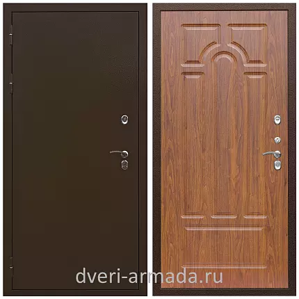 Дверь наружная утепленная дачная Армада Термо Молоток коричневый/ МДФ 6 мм ФЛ-58 Морёная береза с шумоизоляцией