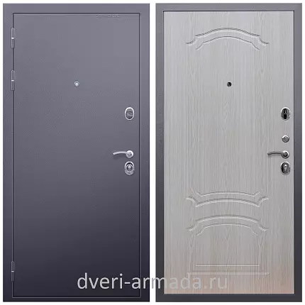 Дверь входная Армада Люкс Антик серебро / МДФ 6 мм ФЛ-140 Дуб беленый с хорошей шумоизоляцией квартирная